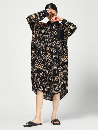 Original Designed Printed Long Polo Shirt Dress