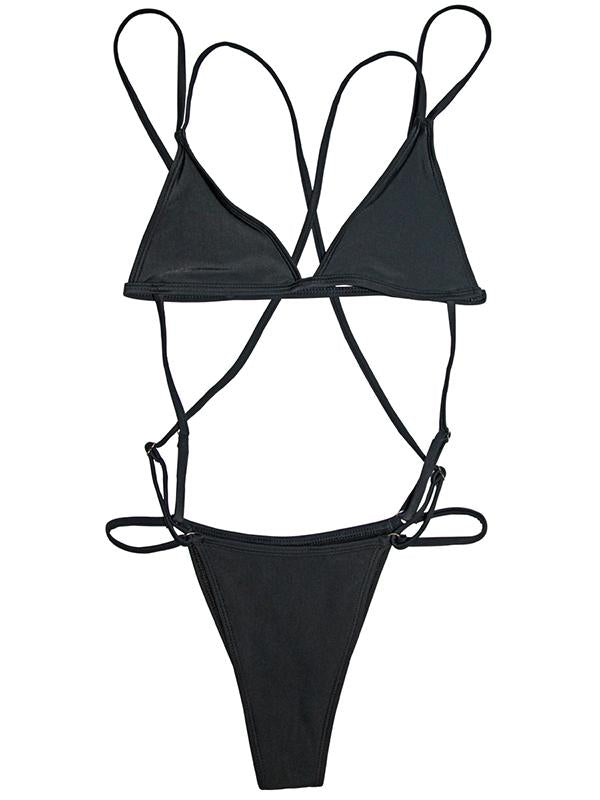 Triangle Plain Bikinis Swimwear