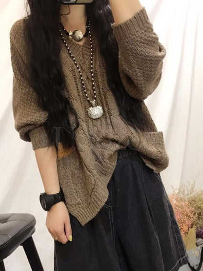 Original Printed High-low Pocket Sweater