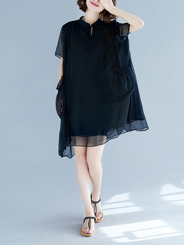 Plus Size Light Chiffon Strap Mini Dresses
