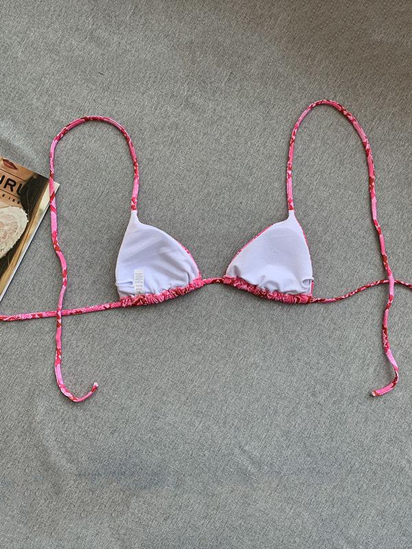 Snake-Print Bandage Split Bikini Swimsuit