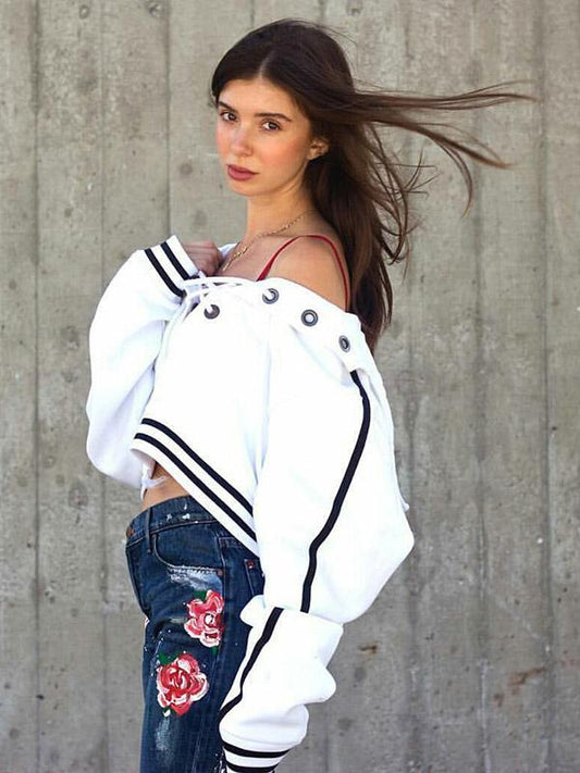 Striped Bandage Sweatershirts Hoodies