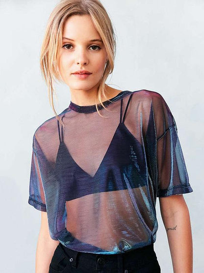 Casual See-through Gauze T-shirt