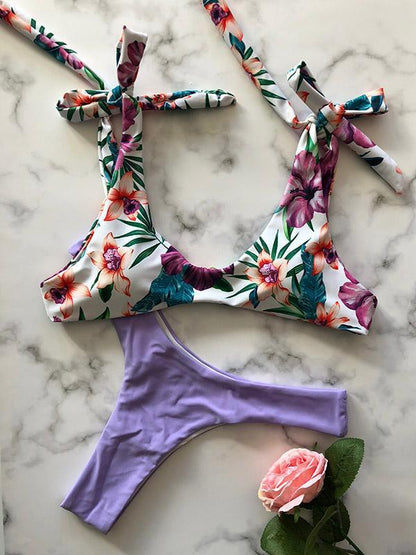 Plain Bottom Bikinis Swimwear