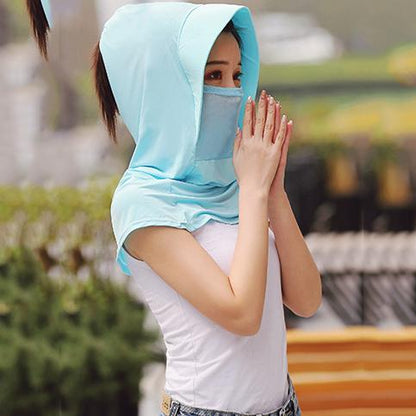 Solid Color Gauze Ice Silk Mask Multi-Functional Sunscreen Hat