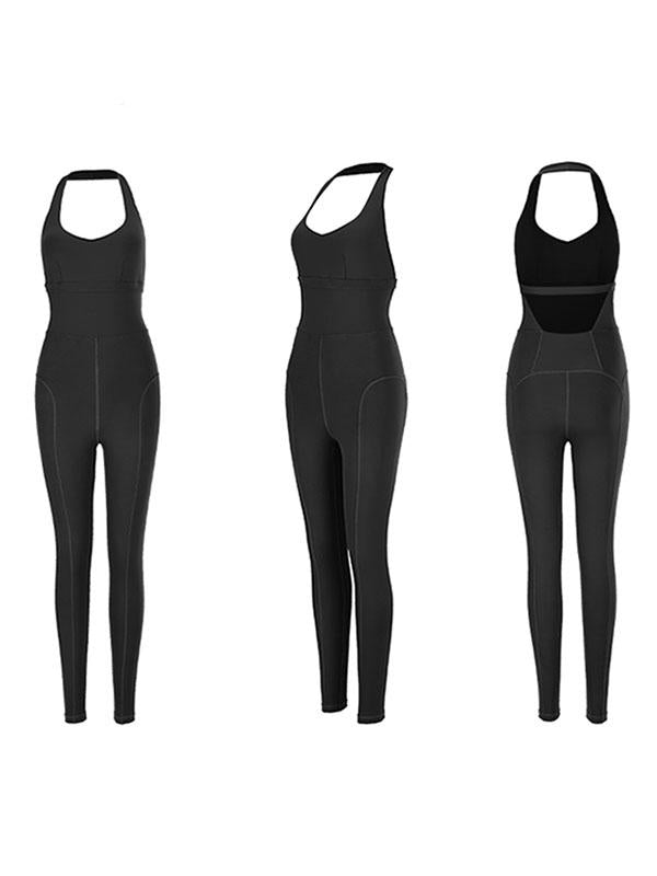 Sexy Backless Solid Yoga Jumpsuits