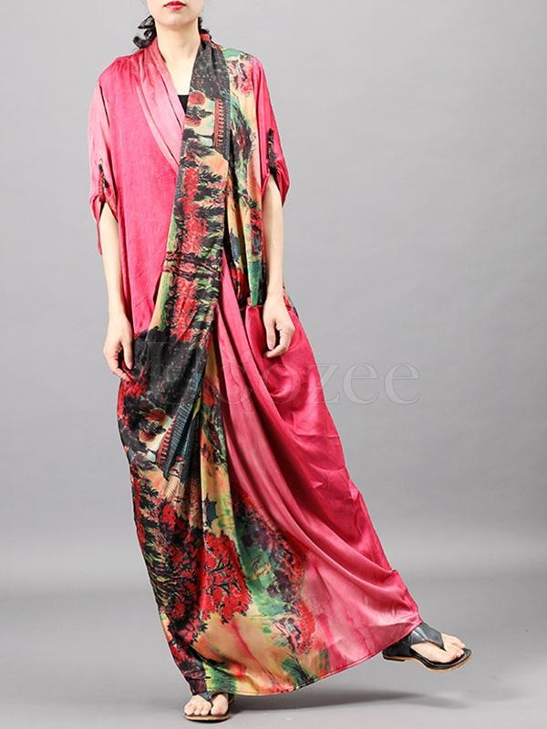 Casual Split-joint Silk Long Dress