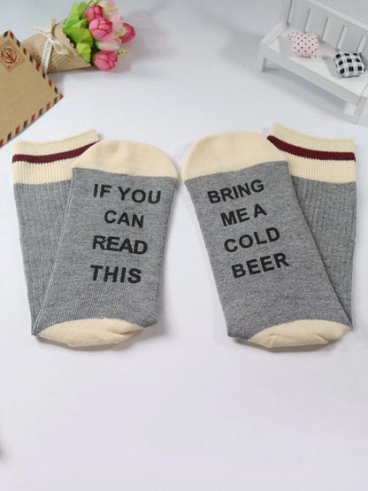 Soft Letter-Printed Medium Sock