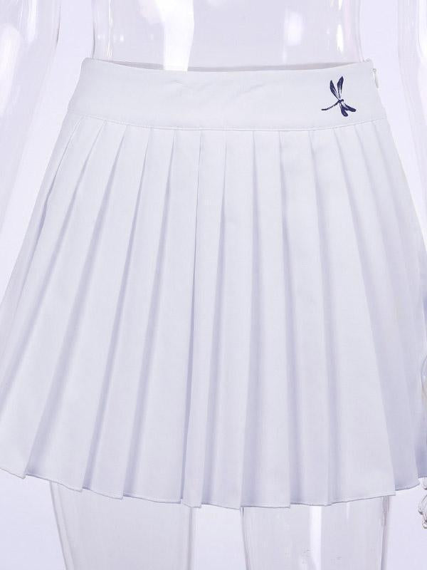 Solid Color A-Line Pleated Skirts