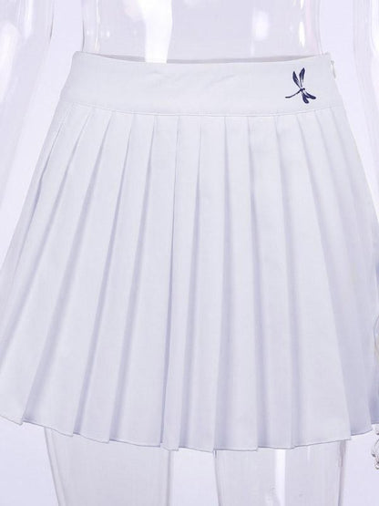 Solid Color A-Line Pleated Skirts