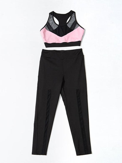 Split-joint Gauze Color Blocking Yoga Suits