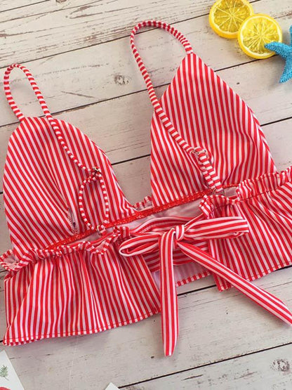 Pinstripe Triangle Bikinis Swimwear