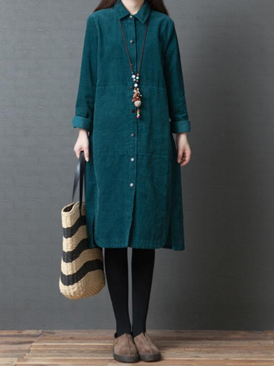 Fashion Plus Size Loose Long Sleeves Shirt Dress
