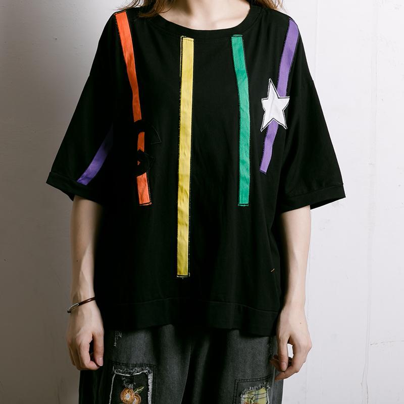 Colored Appliques Simple Women Casual T-Shirt