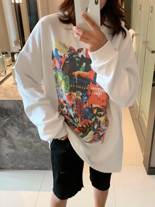 Loose Colorful Painting Graffiti Sweatshirt