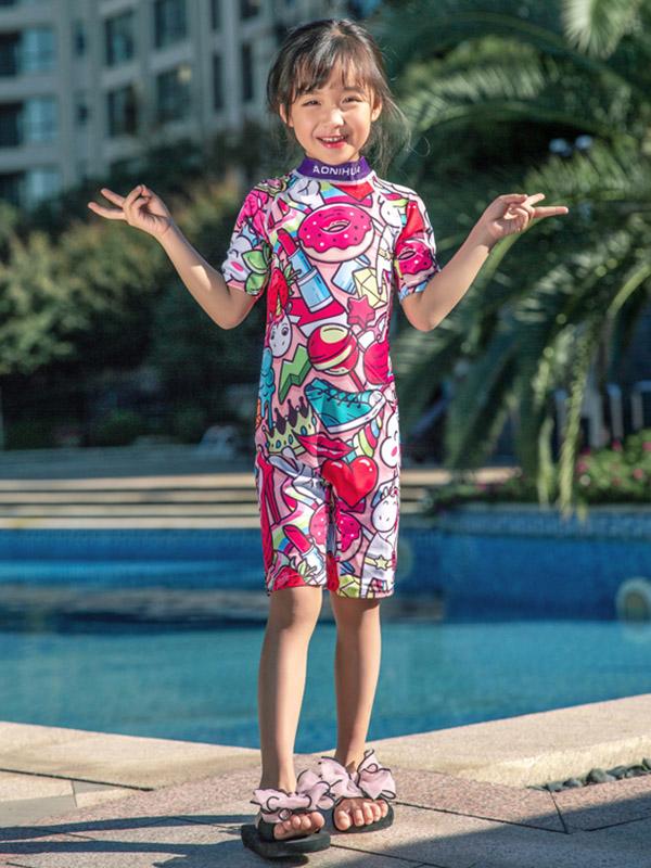 AONIHUA Graffiti Printed Jumpsuit Lovely Gril Swimwear