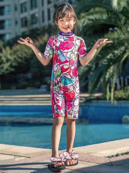 AONIHUA Graffiti Printed Jumpsuit Lovely Gril Swimwear