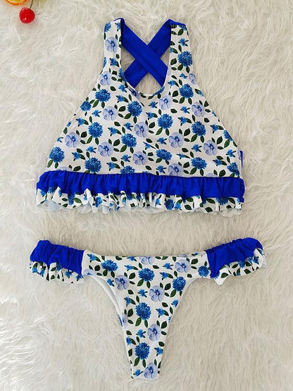 Floral Print Halter-neck Bikinis Swimwear