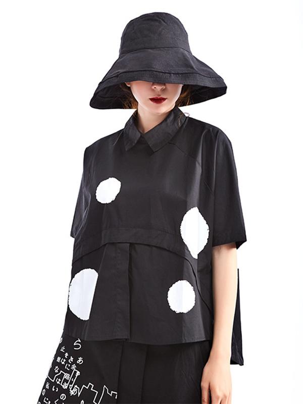 Loose Polka-dot Split-joint Shirt