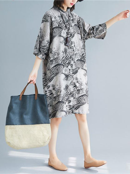 Loose National Style Long Polo Dress