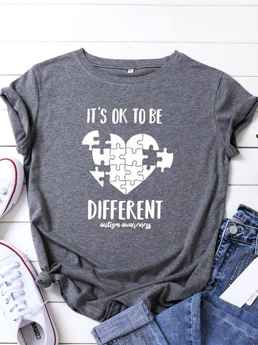 Casual Loose Printed Round-Neck Tees