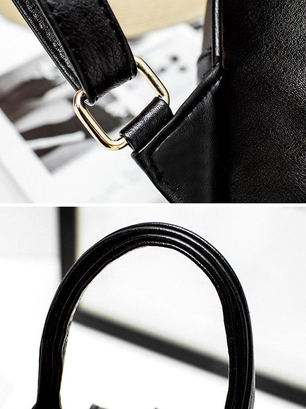 Original Solid Color Zipper PU Backpack