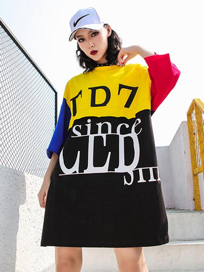 Loose Printed Letter T-Shirt Dress