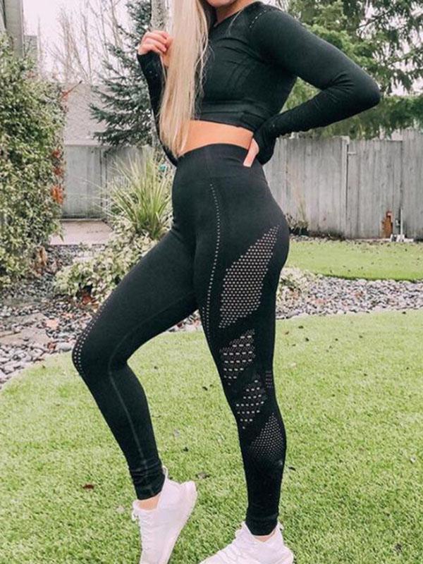 Mesh Breathable Solid Yoga&Gym Suits