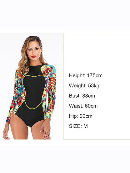 Contrast Back Zipper One Piece Wetsuit