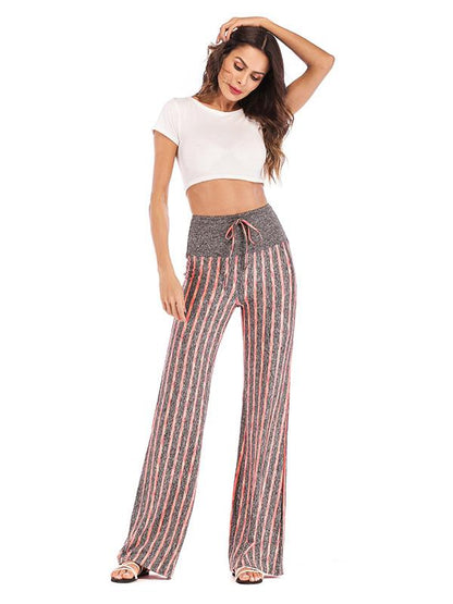 Striped 6 Colors Wide Leg Casual Pants