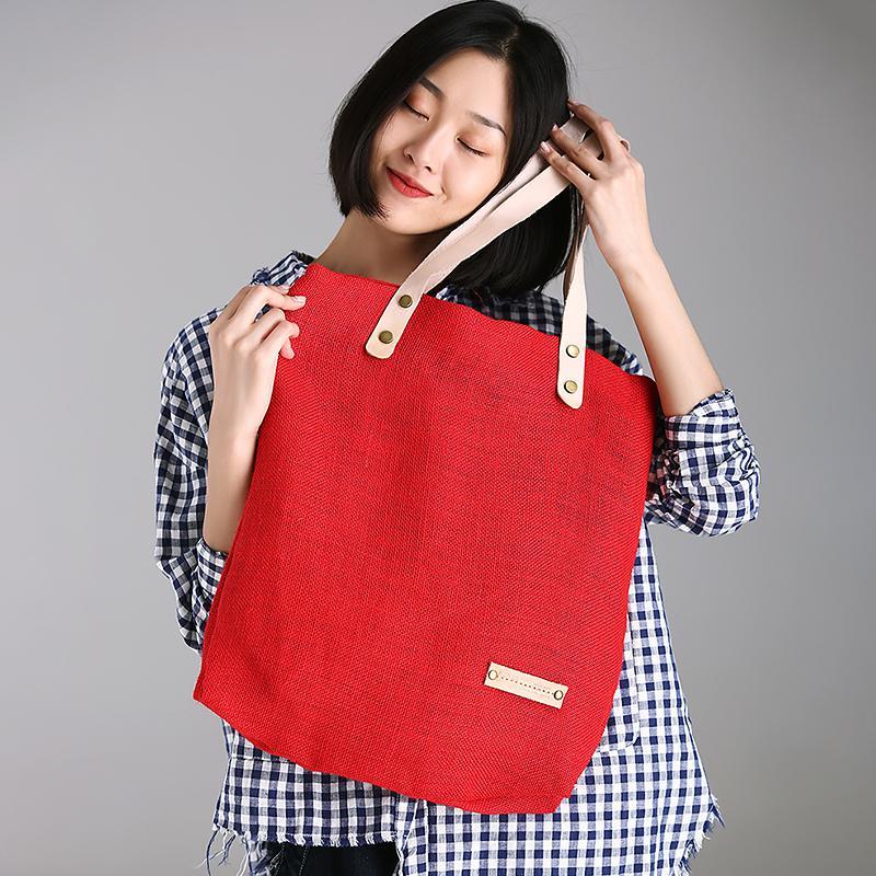 Canvas Female Big Bag Red Shoulder Bag