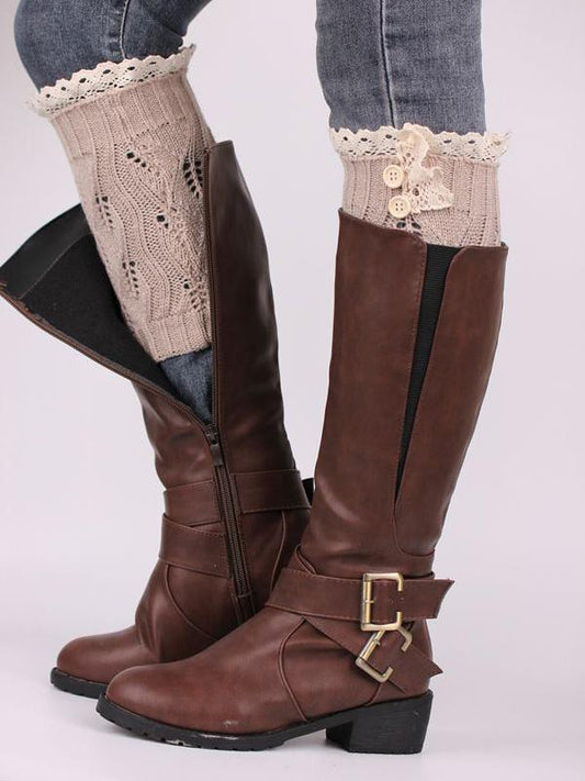 Lace Solid Color Knitting Ankle Socks