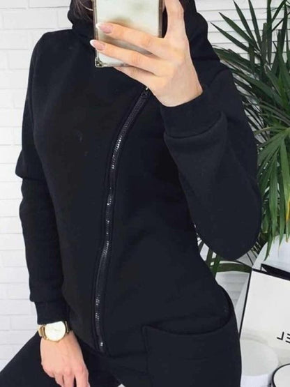 Loose Zipper Solid Sports Jumpsuits