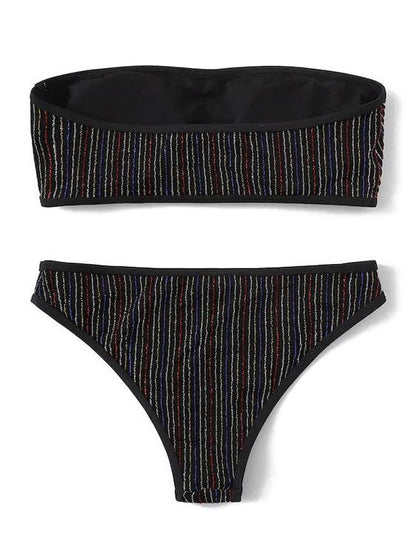 Pinstriped Bandeau Bikinis Swimwear