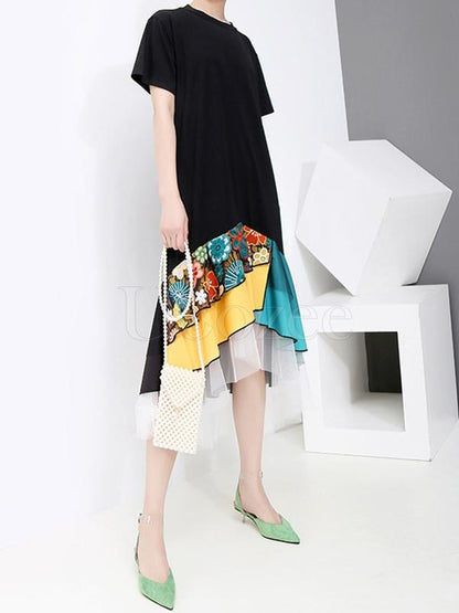 Casual Split-joint Gauze Long Dress