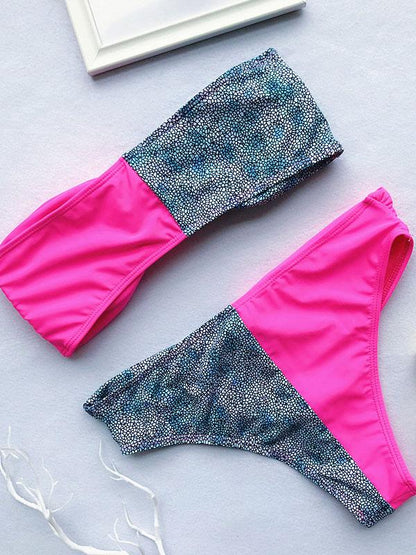 Contrast Ruched Bikini Set