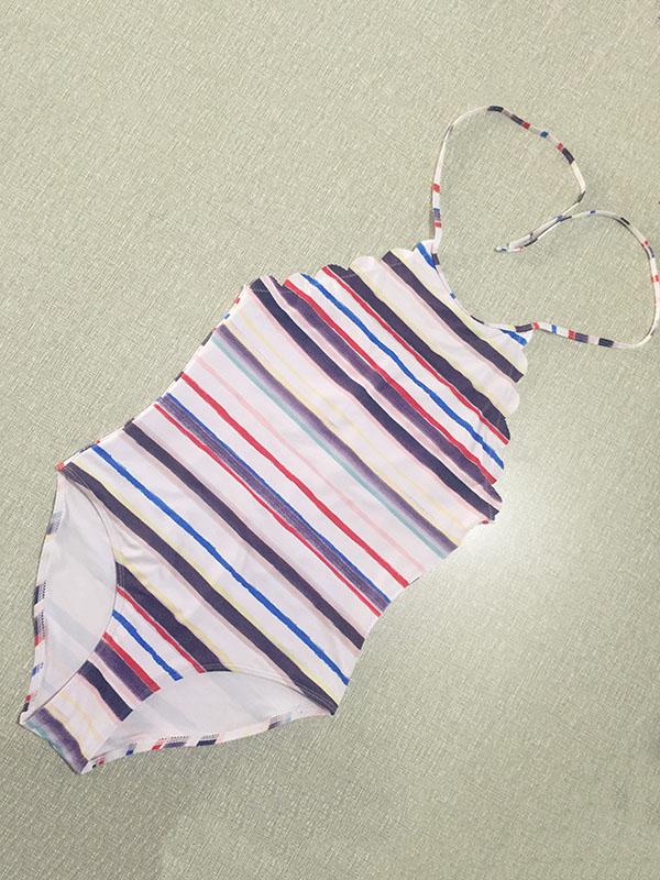 Halter-neck Backless One-piece Swimwear