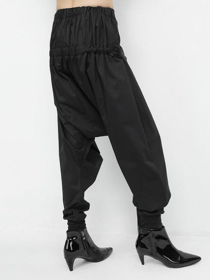 Elastic Waist Design Black Harem Pants