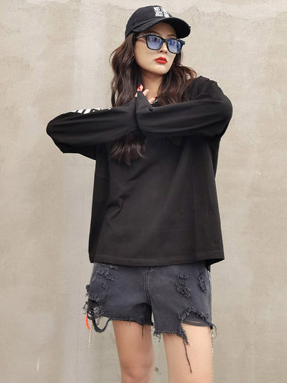 Simple Round-Neck Letter Printed Long Sleeves Sweatshirts