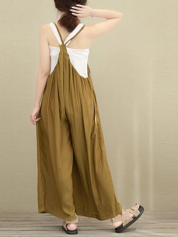 Loose Wide-leg Cotton Jumpsuit
