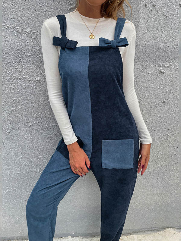 Original Split-Joint Contrast Color Jumpsuits