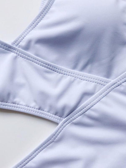 V-Neck Hollow Circular Ring One-Piece Swimwear