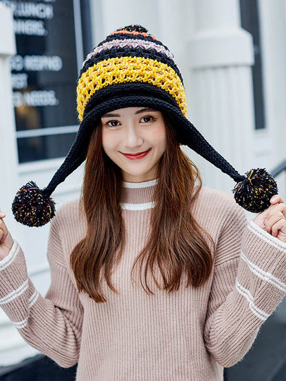 Casual Warm Contrast Color Knitted Hat