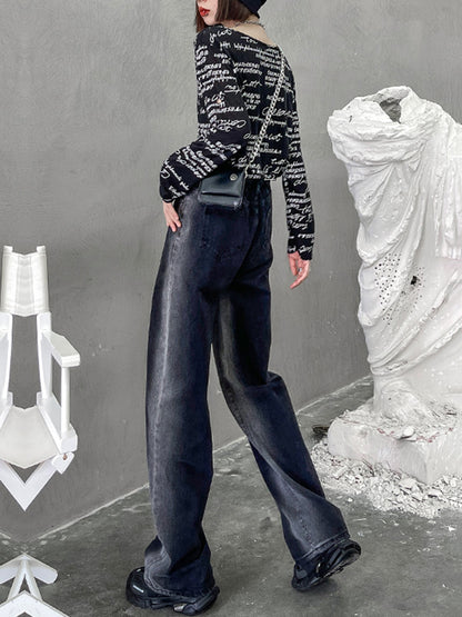 Vintage Gradient Wide Leg Column Jean Pants