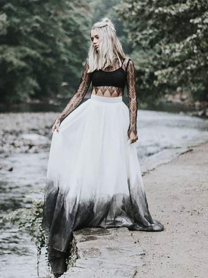 Gradient Tie-dyed Elastic Waist Skirt Bottoms