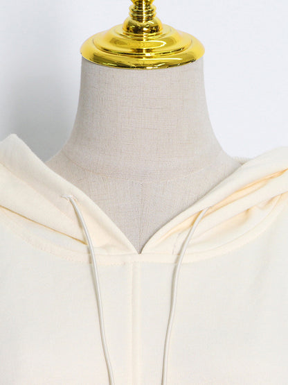 Fashion Solid Color Split-Joint Cold Shoulder Hoodies Top
