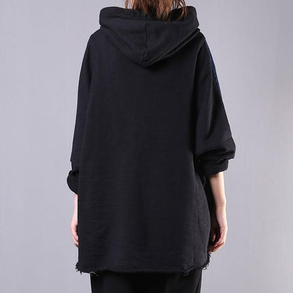 Buykud Patchwork Contrast Color Casual Loose Hoodie
