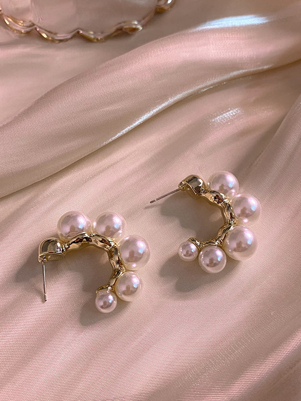 Original Vintage Pearls Geometric Earrings