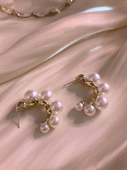 Original Vintage Pearls Geometric Earrings