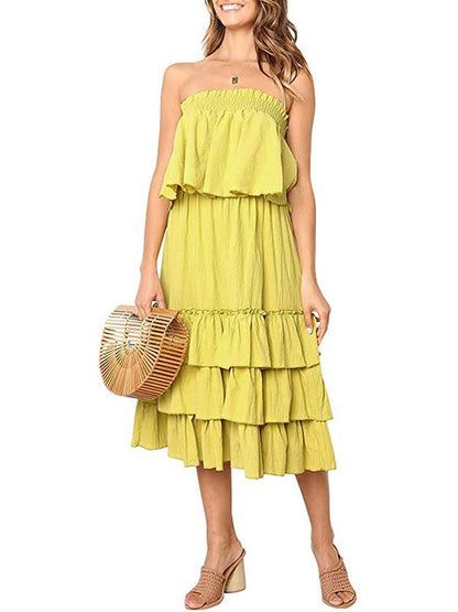 Solid Strapless Tiered Two-piece Dress